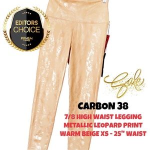 BNWT Carbon 38 Metallic Snake High Rise 7/8 Leggings Brown 25” Waist